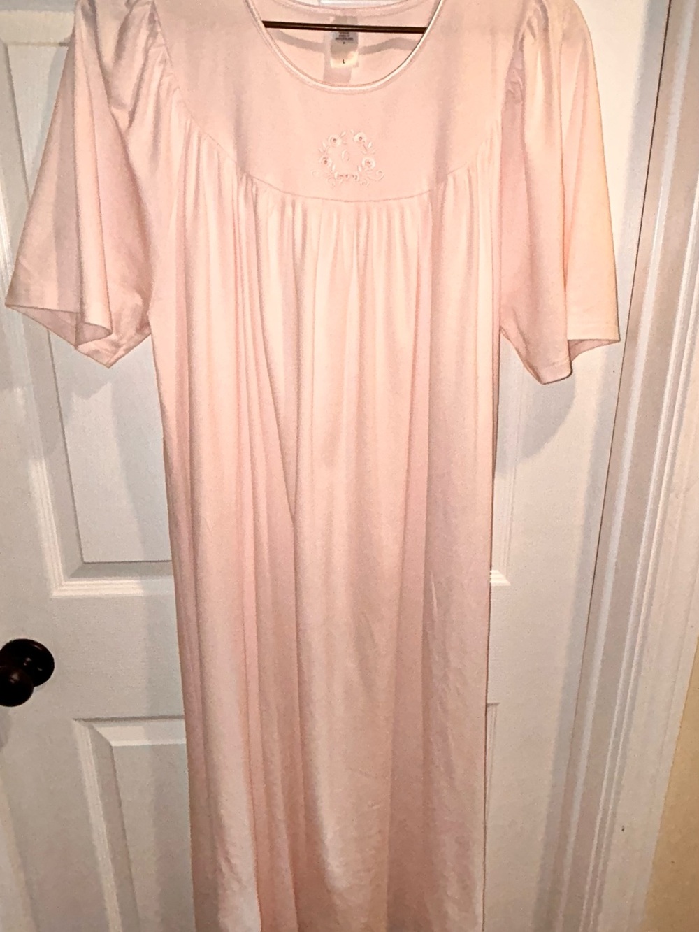 Calida Women’s Short Sleeve Nightgown Nightwear Pale Pink 100% Cotton Size L
